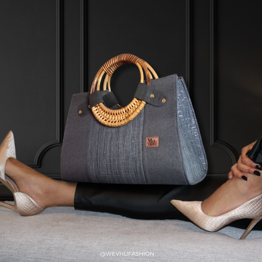 gray tote handbag